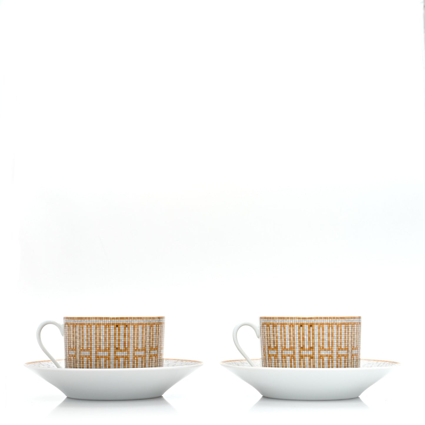 Porcelain Mosaique Au 24 Gold Breakfast Cup And Saucer Set Of 2