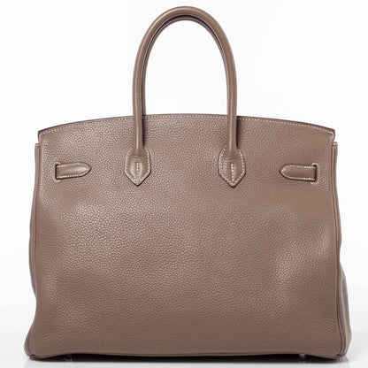 Hermes Taurillon Clemence Birkin 35 Etoupe 4 of 11