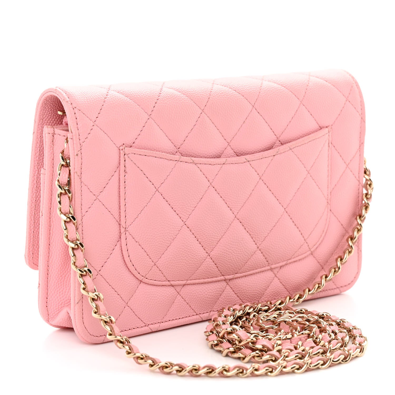Chanel Caviar Quilted Wallet on Chain WOC Light Pink 3 of 12