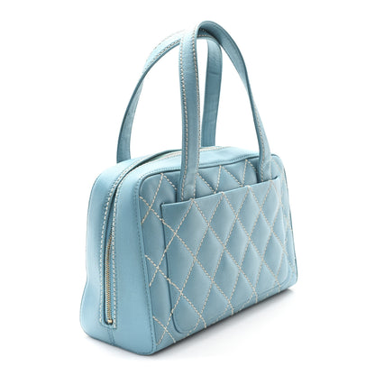 Chanel Calfskin Wild Stitch Top Handle Bag Turquoise 3 of 11