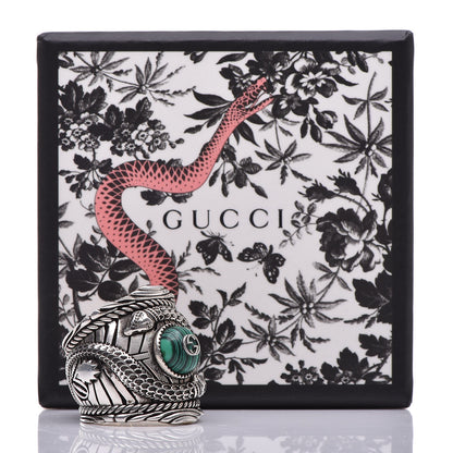 Gucci Sterling Silver Large Garden Ring Green 63 10.25 7 of 7