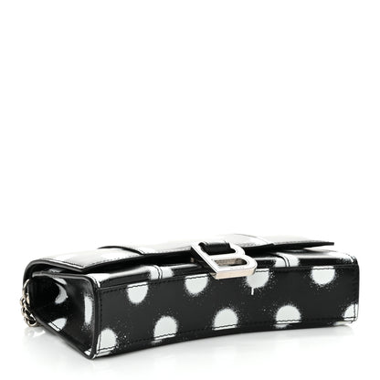 Balenciaga Shiny Box Calfskin Polka Dot Hourglass Chain Bag Black White 4 of 12