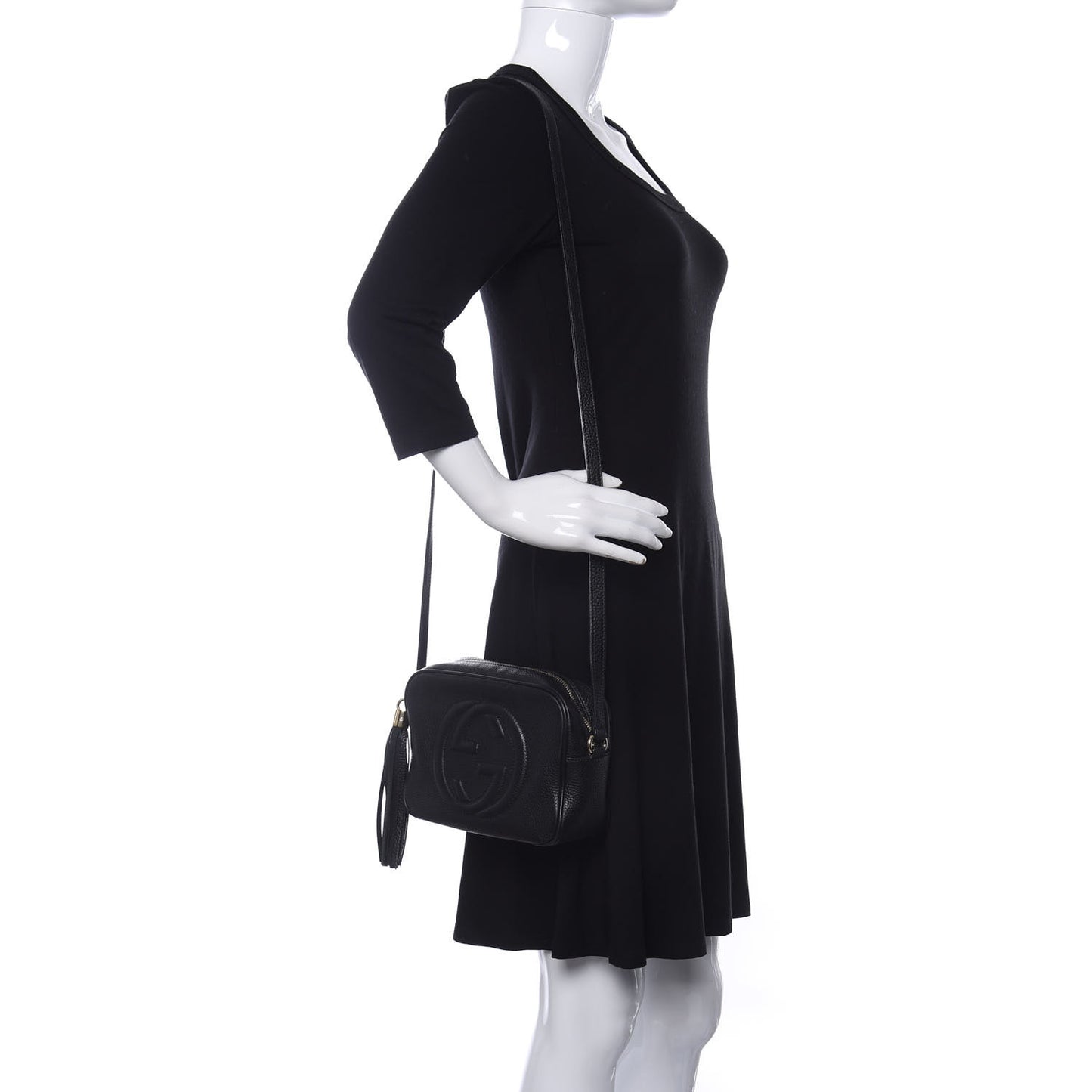 Pebbled Calfskin Small Soho Disco Bag Black
