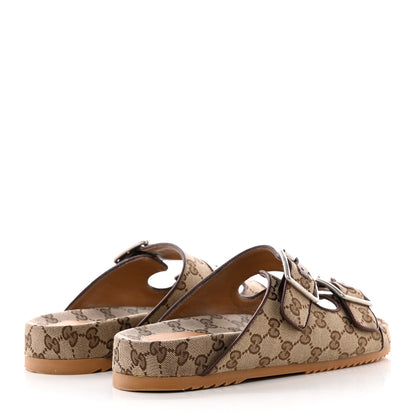 Gucci GG Monogram Lavaredo Eco Fabric Mens Slide Sandals With Straps 8 Beige Ebony Light Brown 4 of 20