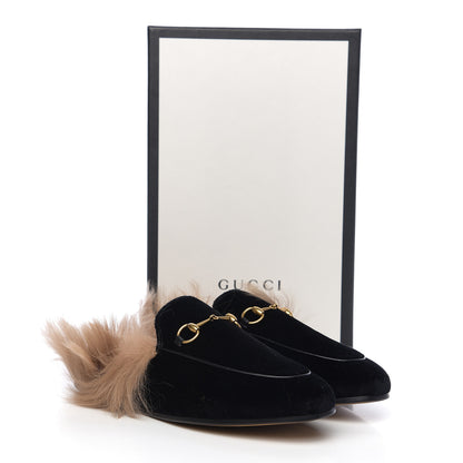 Gucci Velvet Fur Womens Princetown Slippers 39 Black 8 of 8