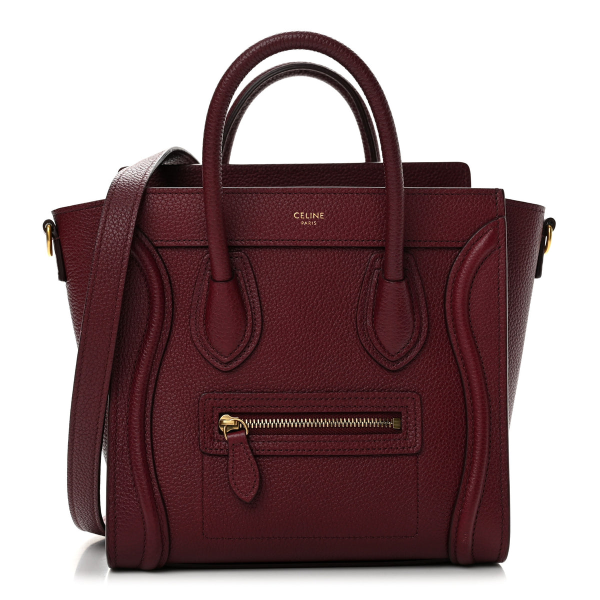 Drummed Calfskin Nano Luggage Plum