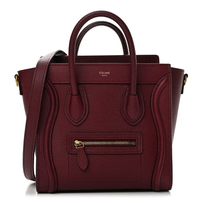 Celine Drummed Calfskin Nano Luggage Plum 1 of 12