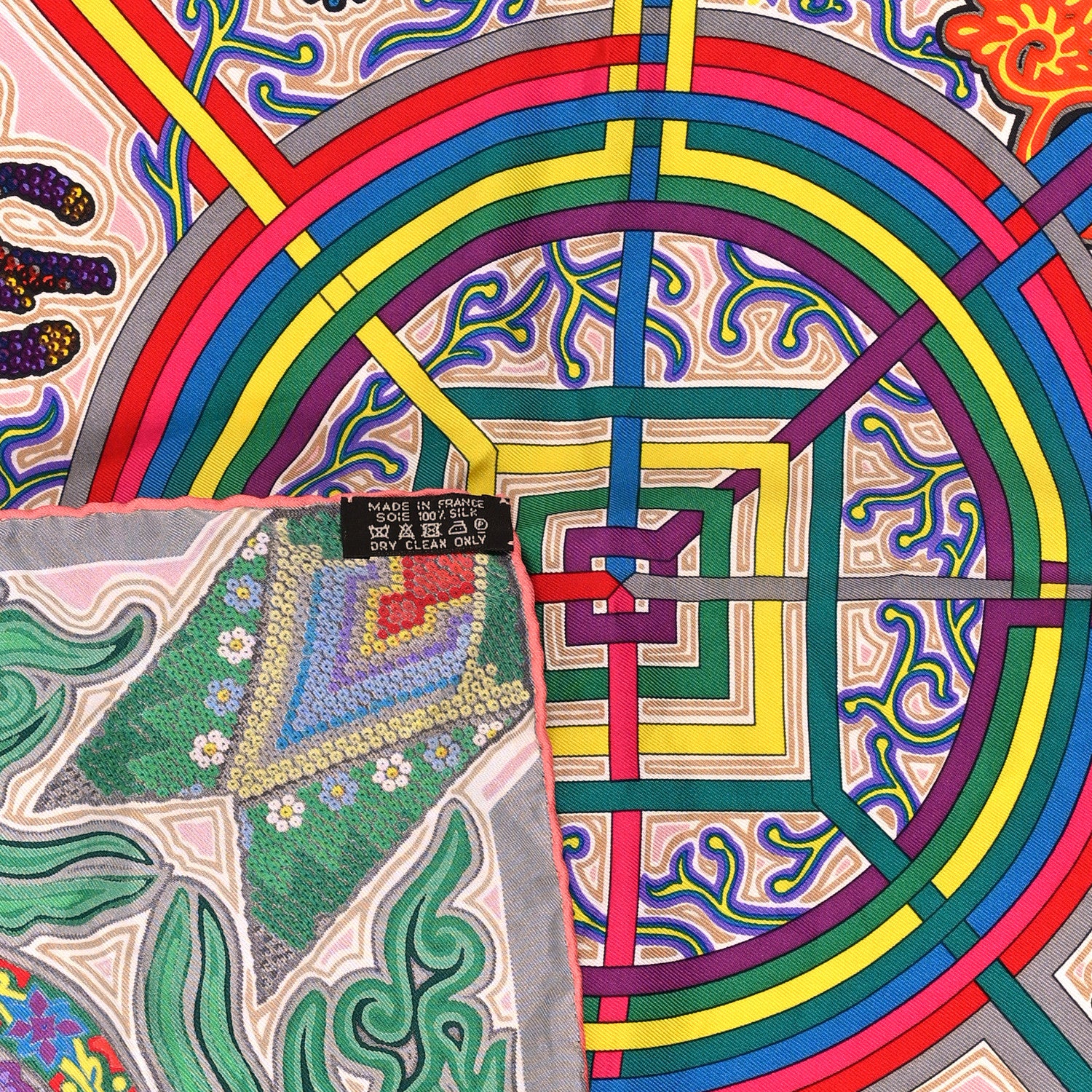 Hermes Silk L'Arbre Du Vent Scarf 90 Pink Multicolor 2 of 5