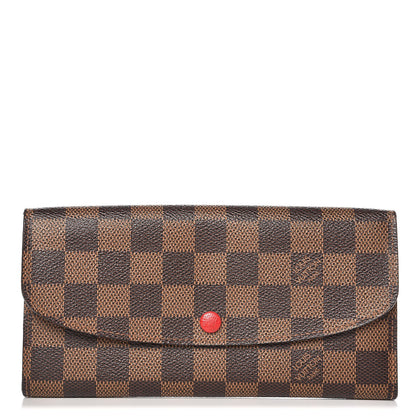 Louis Vuitton Damier Ebene Emilie Wallet Red 1 of 7