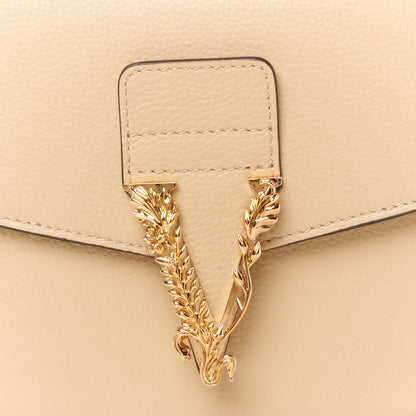 Versace Grained Calfskin Virtus Crossbody Bag Beige 10 of 12