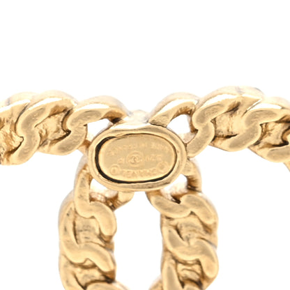 Chanel Pearl Crystal Chain Link CC Earrings Gold Red Pink Yellow 4 of 4