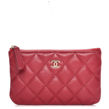 Chanel Lambskin Quilted Small Cosmetic Case Dark Pink 1 of 8