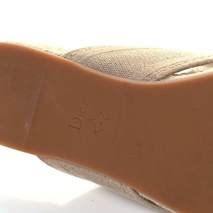 Christian Dior Canvas Embroidered Granville Espadrille Crisscross Flat Slide Sandals 38 Cream 7 of 8