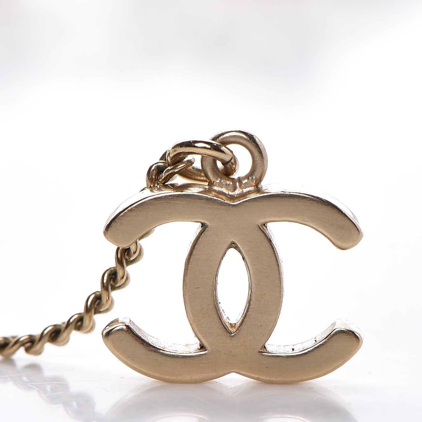 Pearl Enamel CC Long Necklace Pink Gold