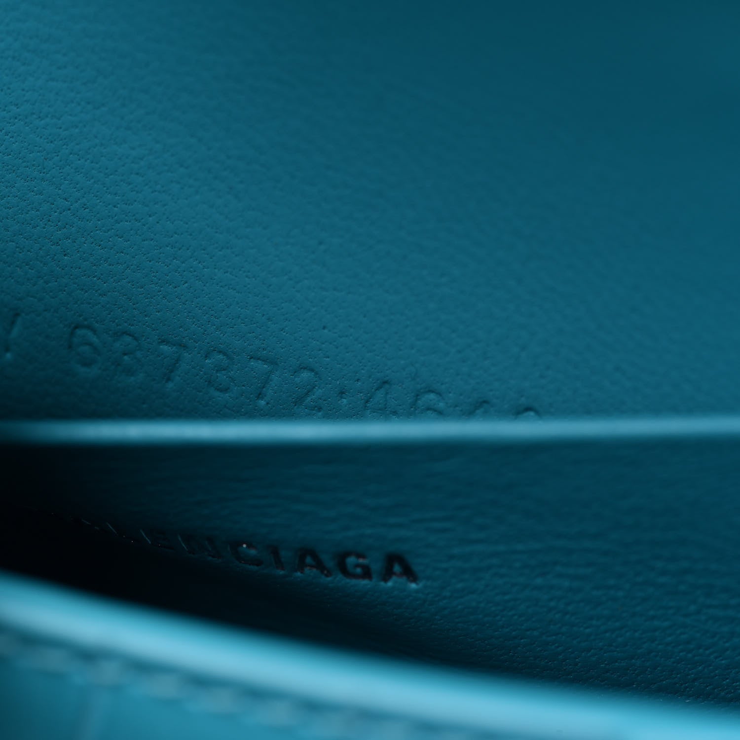 Balenciaga Shiny Calfskin Crocodile Embossed Hourglass Top Handle Bag Mini Turquoise 9 of 14