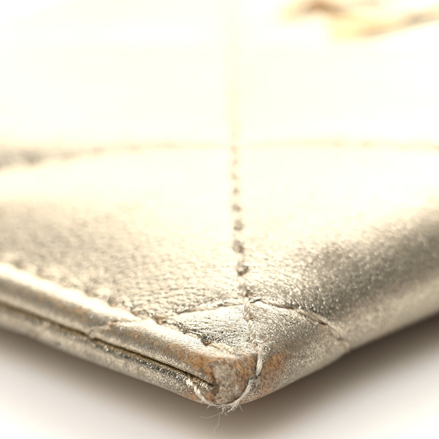 Metallic Lambskin Quilted CC Card Holder Gold