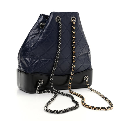 Chanel Aged Calfskin Quilted Small Gabrielle Backpack Blue Black 3 of 9
