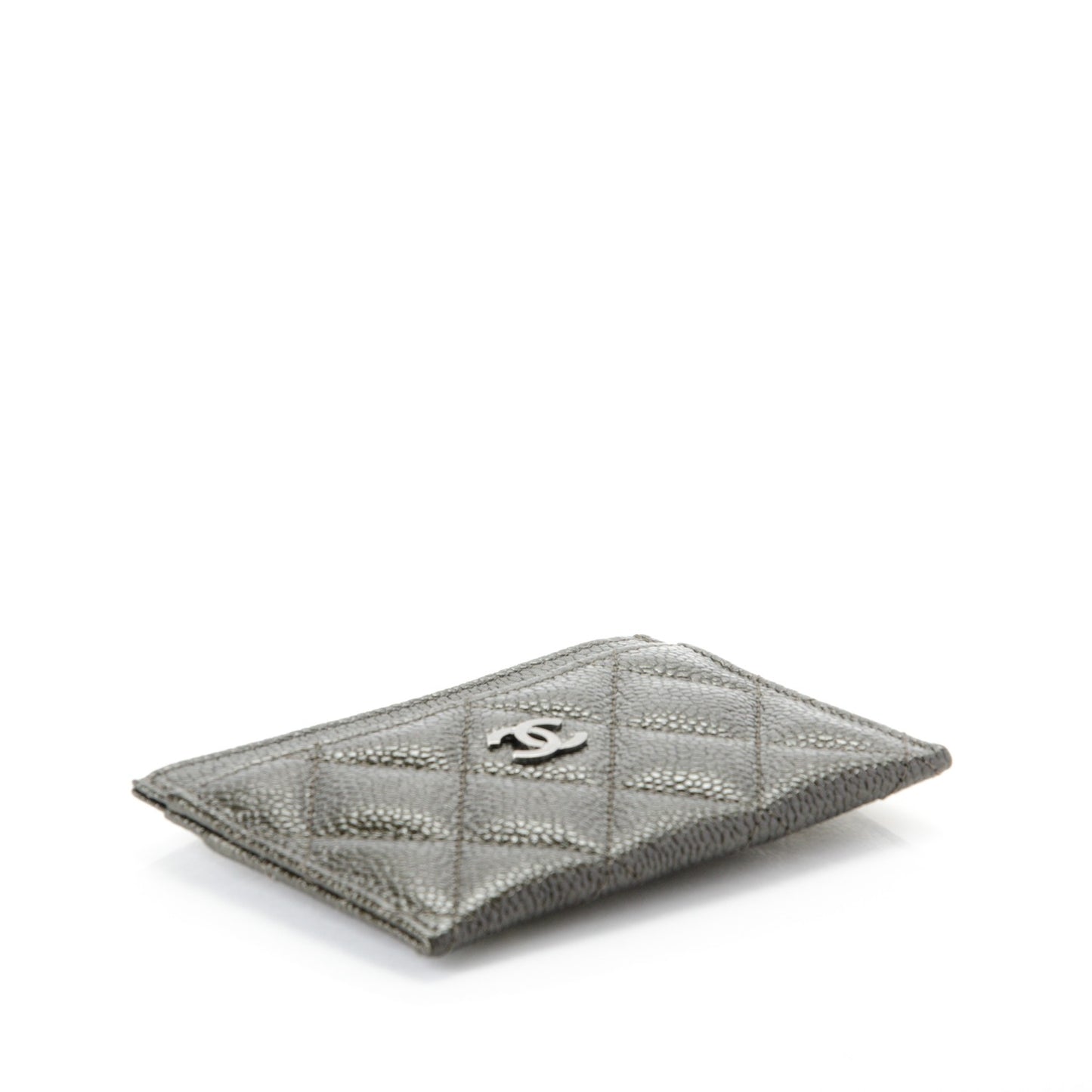 Caviar Quilted Card Holder Dark Charcoal