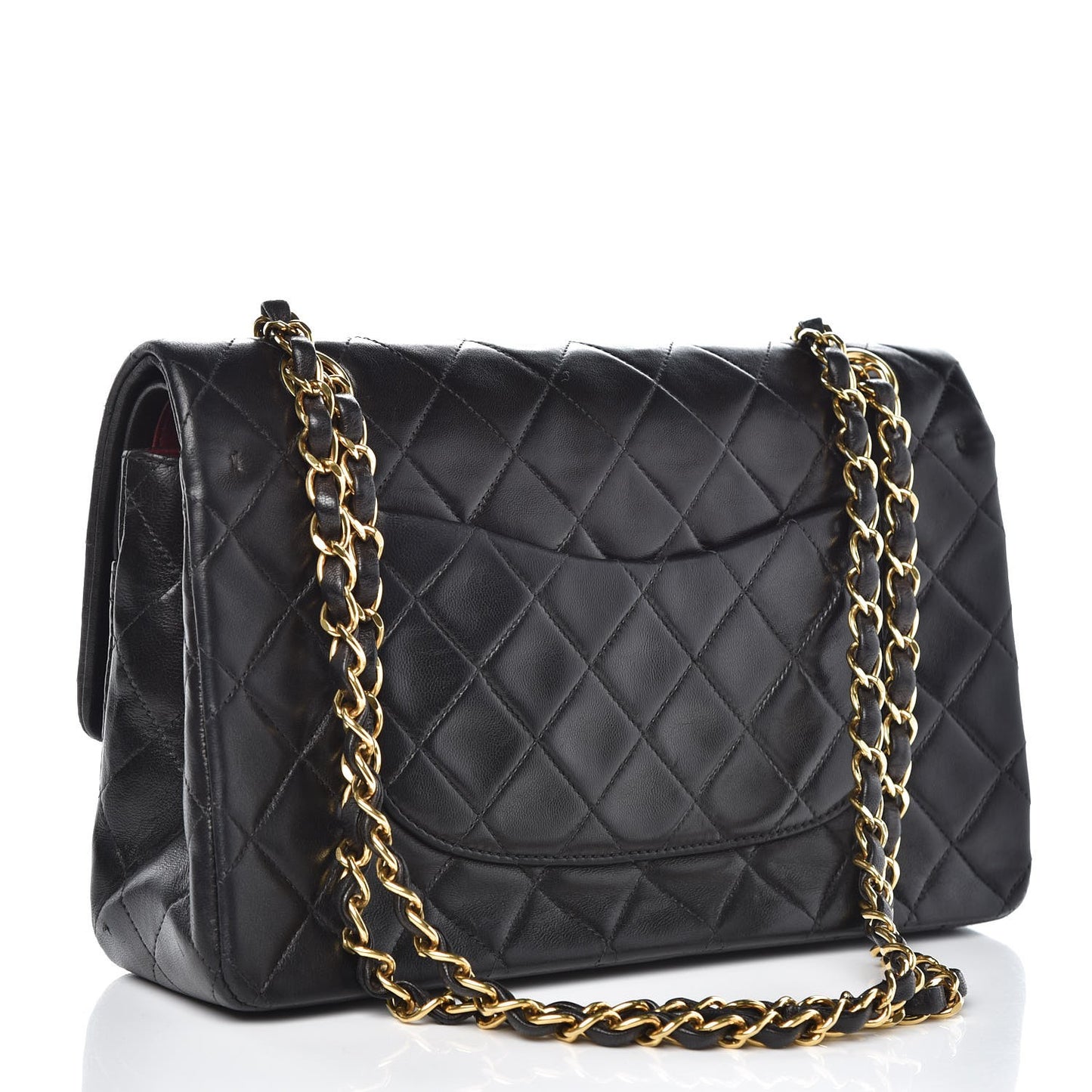 Lambskin Quilted Medium Double Flap Black