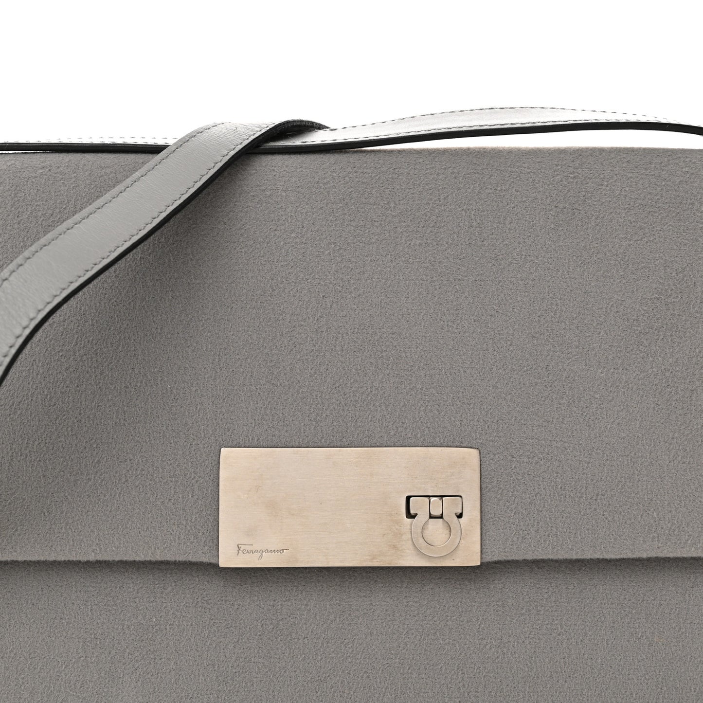 Fabric Gancini Shoulder Bag Grey