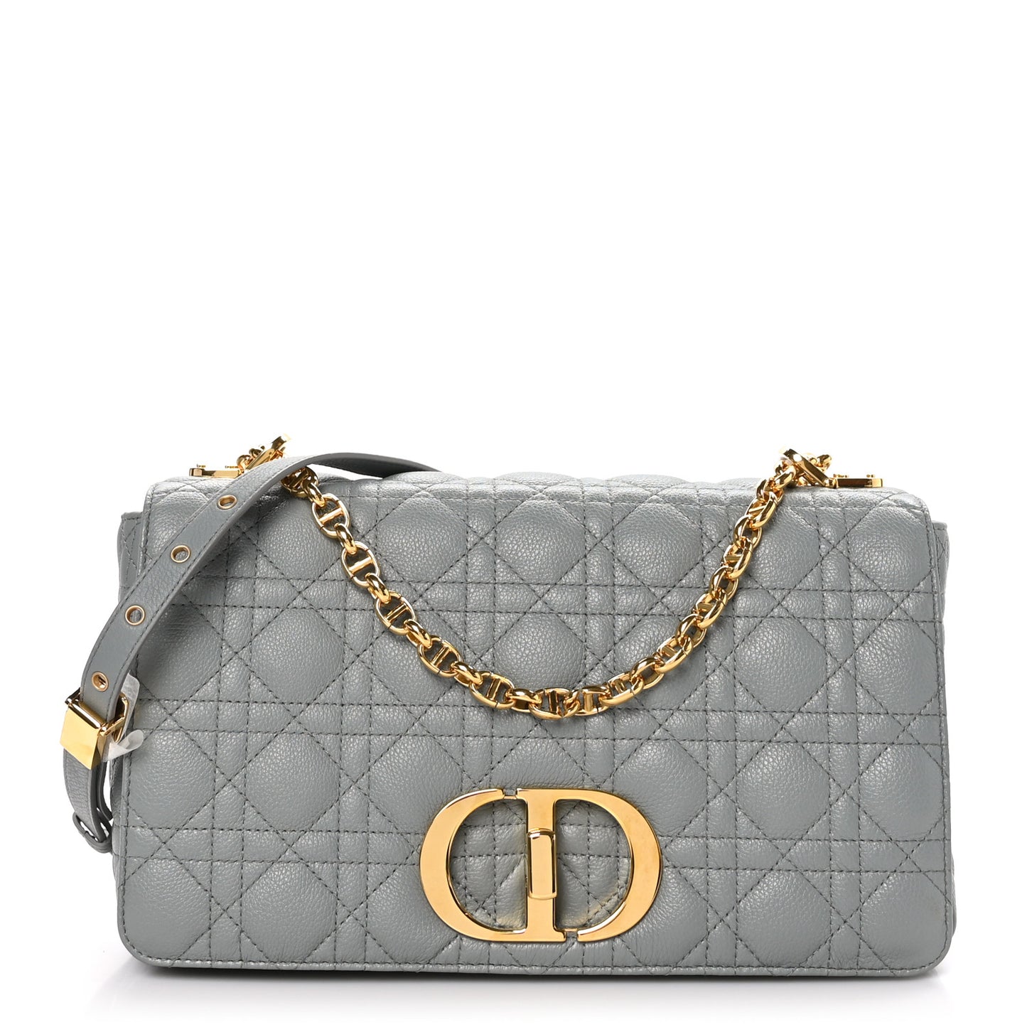 Grained Calfskin Cannage Large Caro Bag Grey Stone