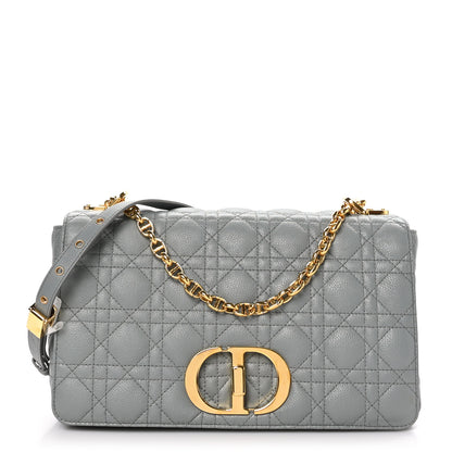 Christian Dior Grained Calfskin Cannage Large Caro Bag Grey Stone 1 of 12
