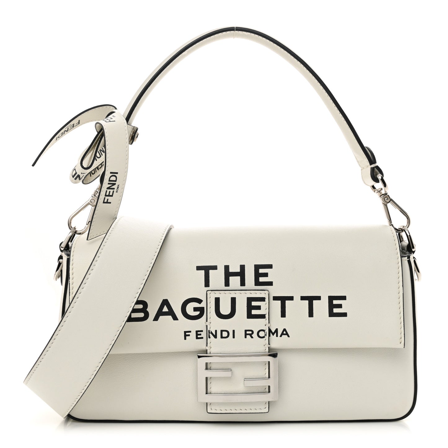 X MARC JACOBS Nappa Logo Medium Baguette White