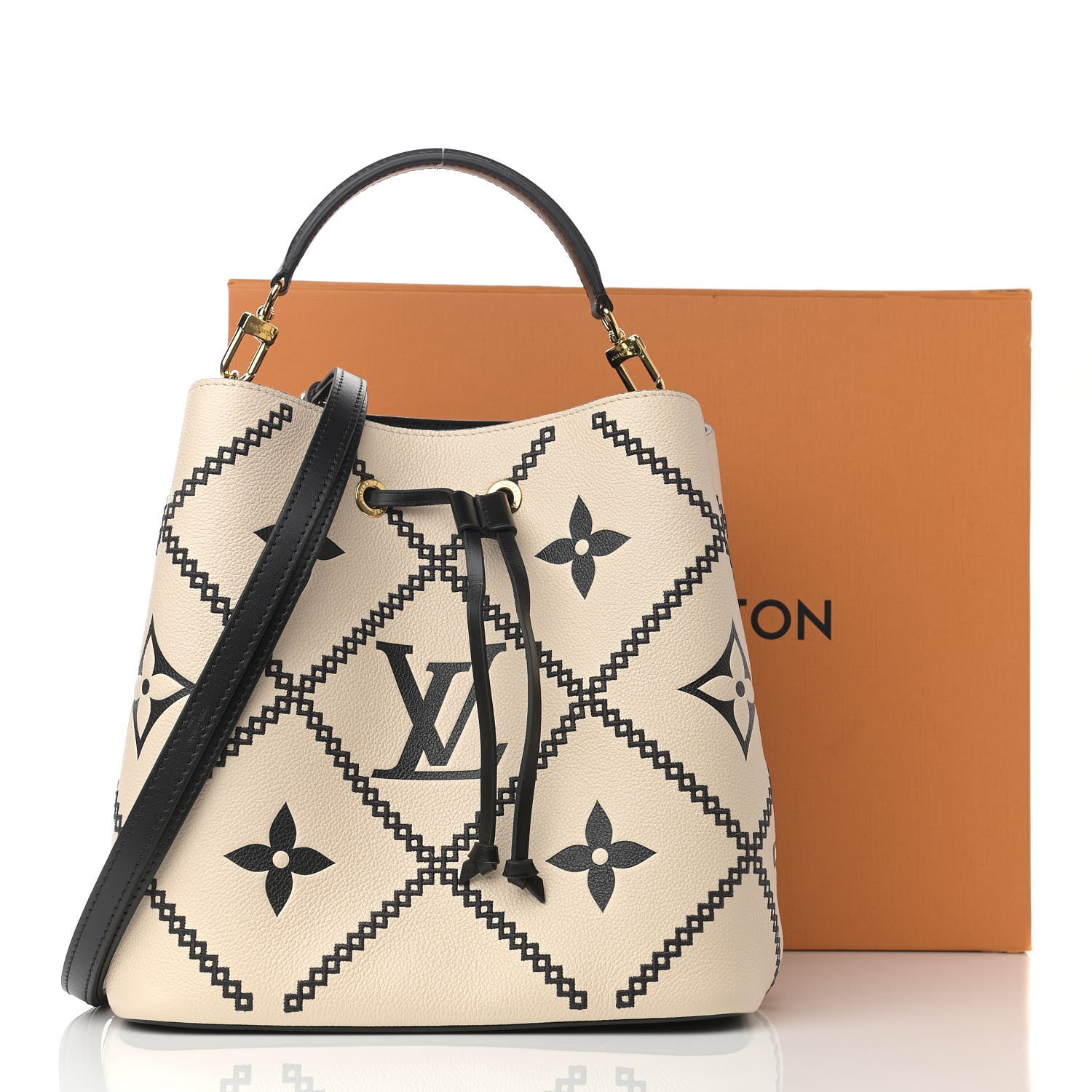 Louis Vuitton Empreinte Monogram Giant Broderies Neonoe MM Cream Black 12 of 12