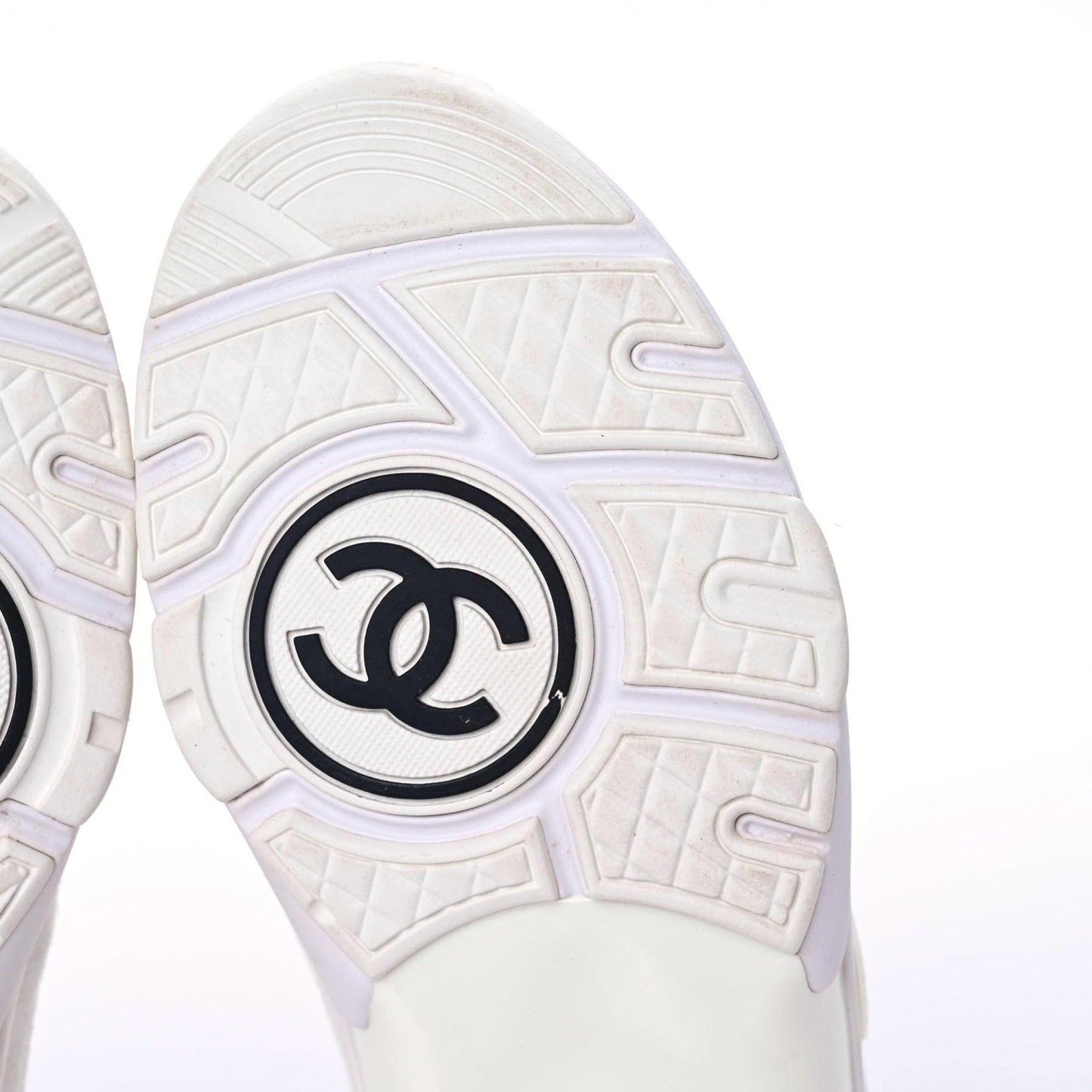 Suede Calfskin Fabric CC Sneakers 36 White