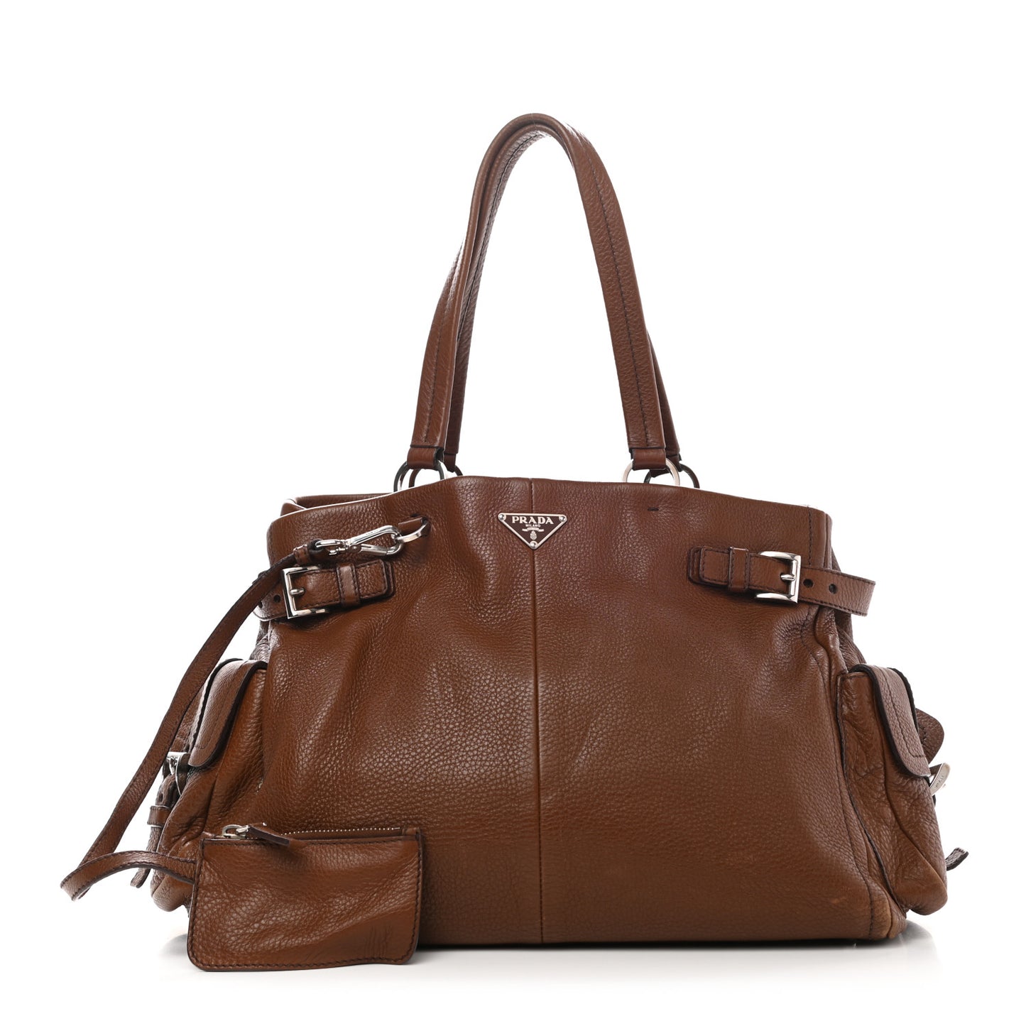 Vitello Daino Buckle Shoulder Bag Tabacco