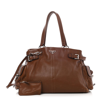 Prada Vitello Daino Buckle Shoulder Bag Tabacco 1 of 16
