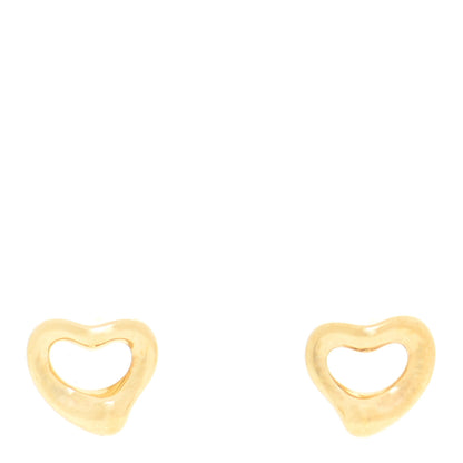 Tiffany 18K Yellow Gold 7mm Elsa Peretti Open Heart Earrings 1 of 5