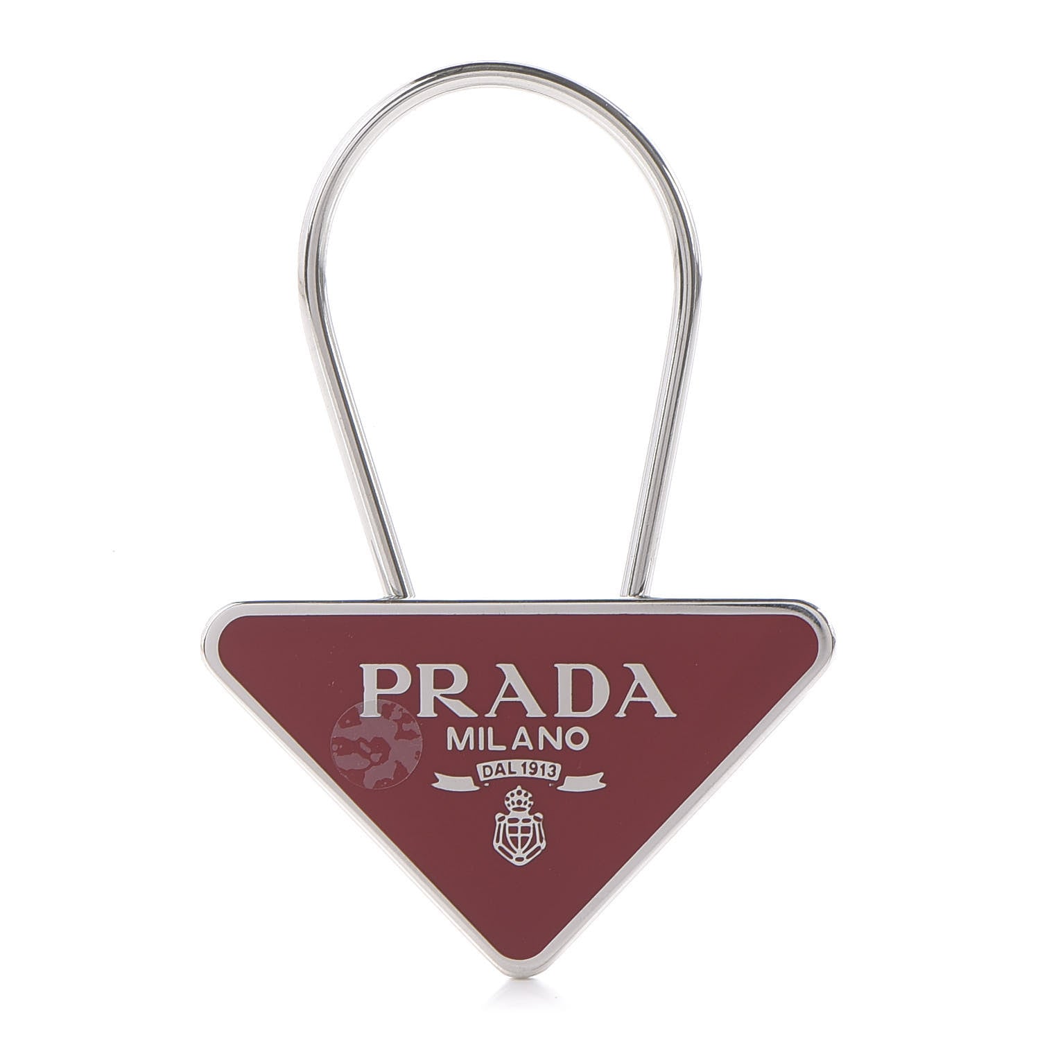 Prada Metal Triangle Logo Keychain Red 1 of 3