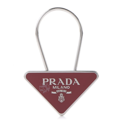 Prada Metal Triangle Logo Keychain Red 1 of 3