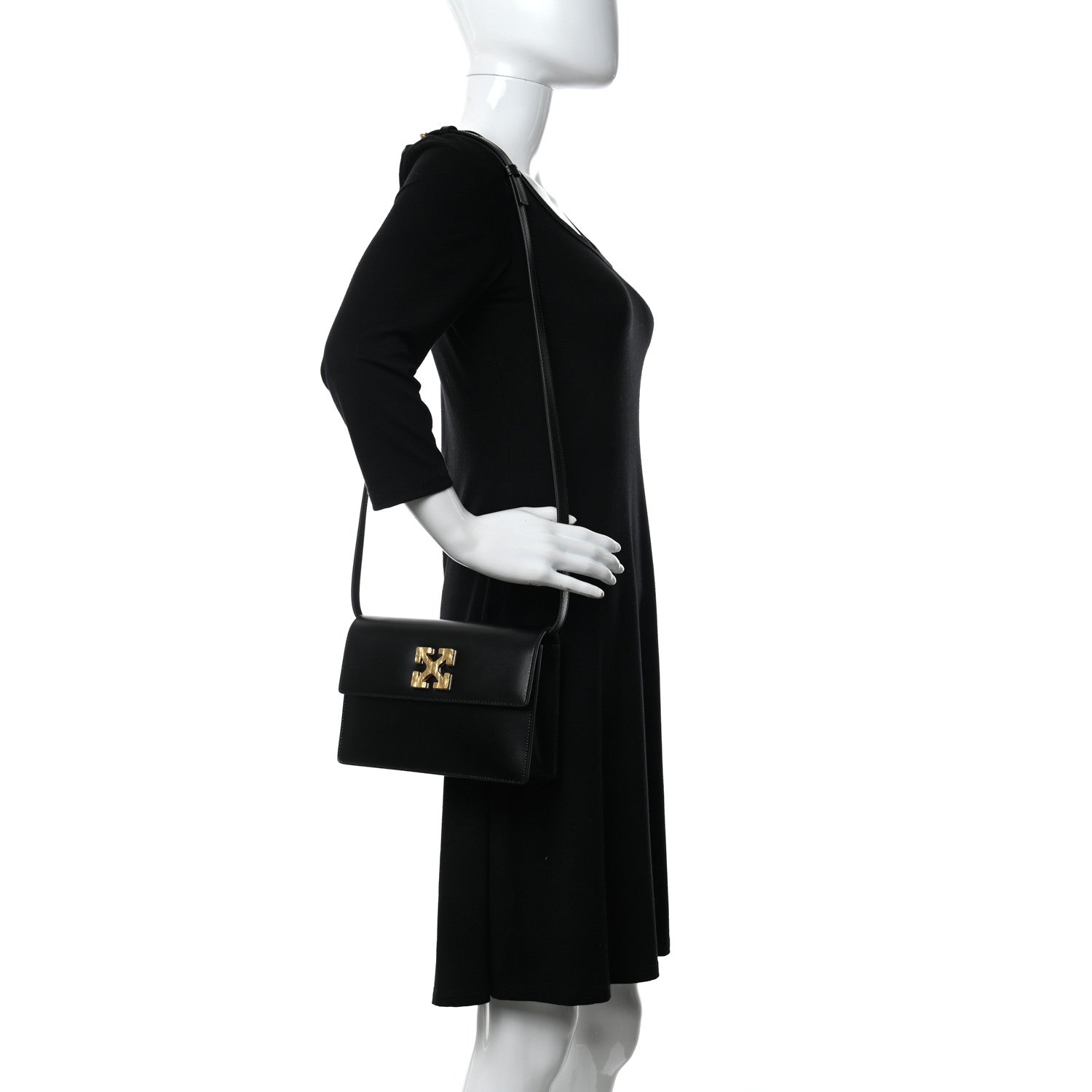 Off-White Calfskin Jitney 2.0 Crossbody Bag Black 2 of 9