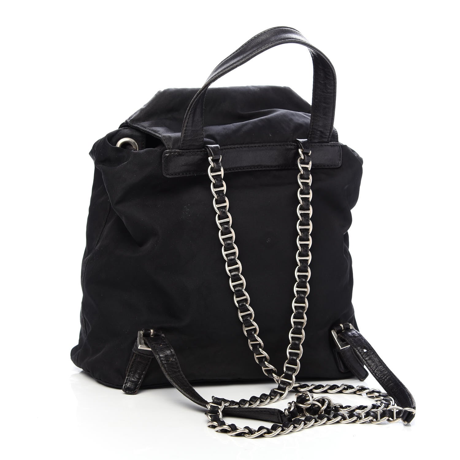 Prada Tessuto Nylon Vela Chain Backpack Black 2 of 9