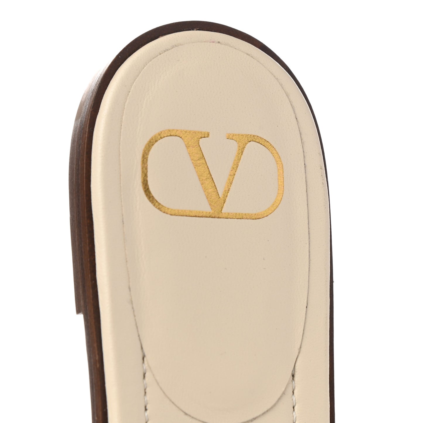 Calfskin Vlogo Flat Slide Sandals 39 Light Ivory