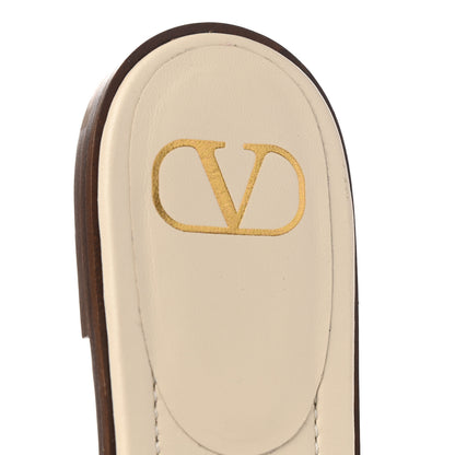 Valentino Garavani Calfskin Vlogo Flat Slide Sandals 39 Light Ivory 7 of 8