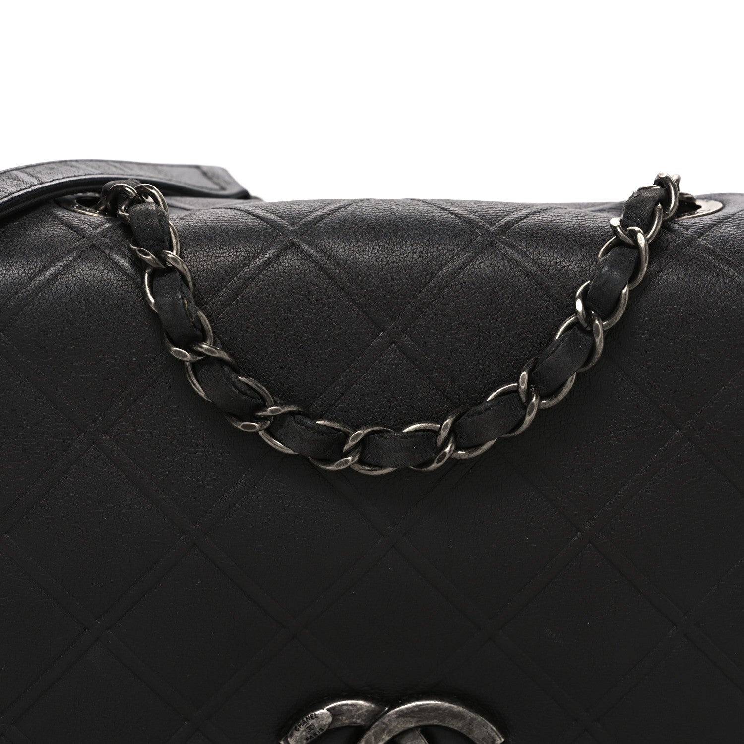 Chanel Calfskin Diamond Embossed Medium New Chic Flap Dark Grey 8 of 10