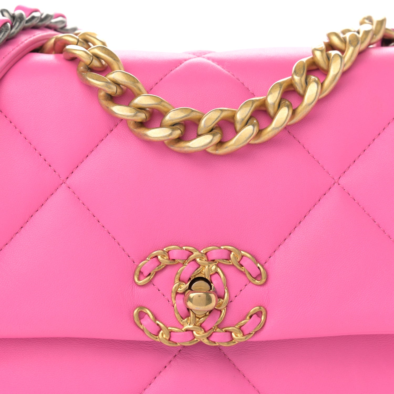 Chanel Lambskin Quilted Medium Chanel 19 Flap Pink 8 of 10