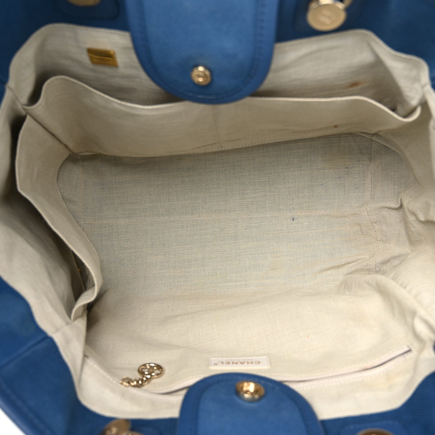 Cotton Medium Deauville Tote Blue White