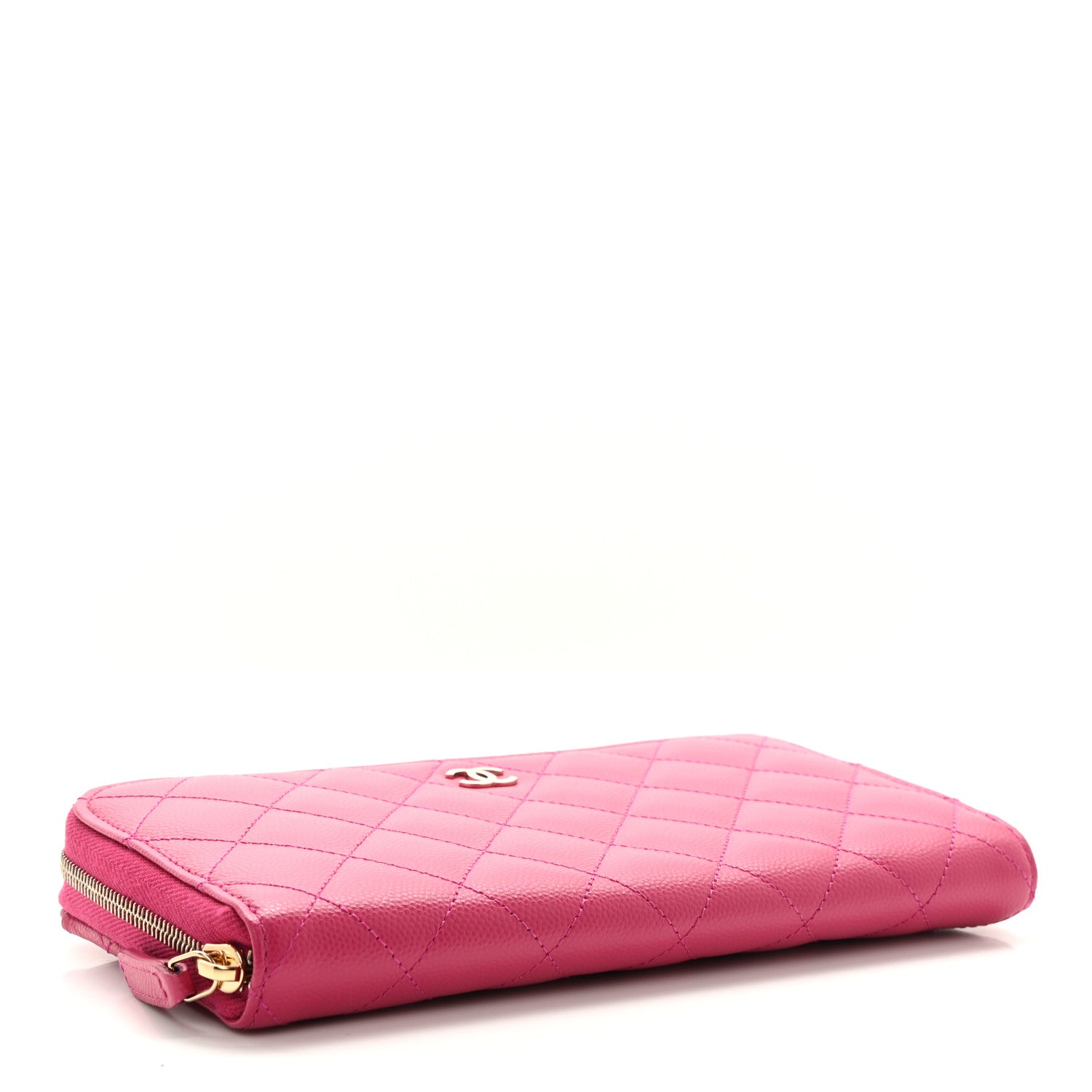 Chanel Caviar Quilted Large Gusset Zip Around Wallet Fuchsia 8 of 9