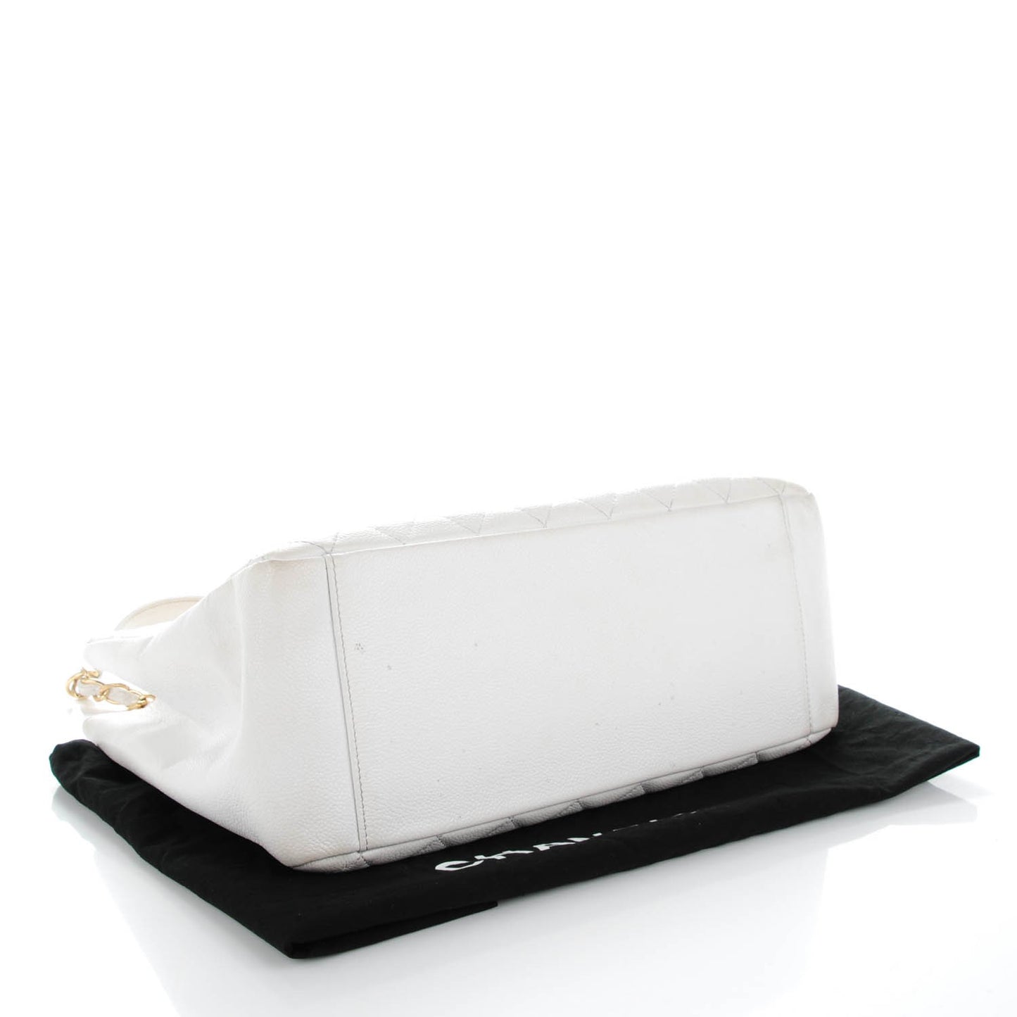 Caviar Quilted Grand Shopping Tote GST White