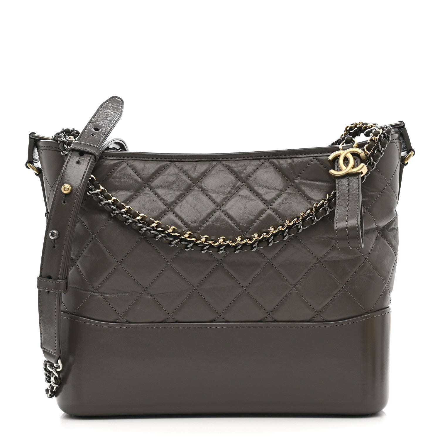 Chanel Aged Calfskin Quilted Medium Gabrielle Hobo Grey 1 of 10