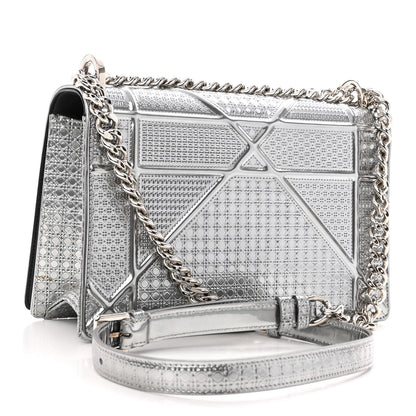 Christian Dior Metallic Patent Micro-Cannage Medium Diorama Flap Bag Silver 3 of 9