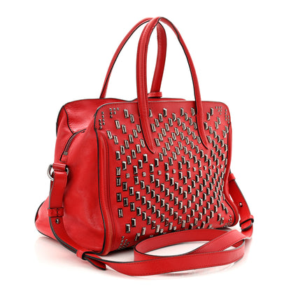 Alexander McQueen Calfskin Small Studded Padlock Zip Around Tote Red 3 of 14
