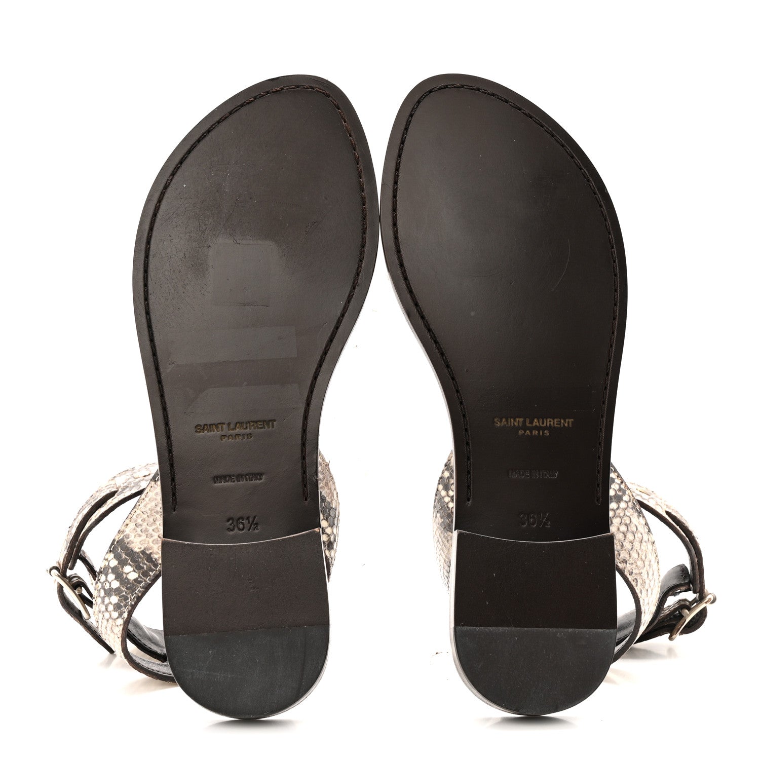 Saint Laurent Snakeskin Ankle Strap Sandals 36.5 Roccia 11 of 32