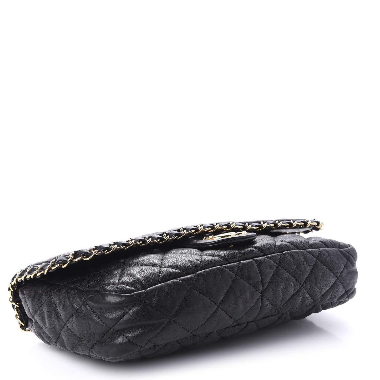 Calfskin Quilted Medium Chain Me Flap Black