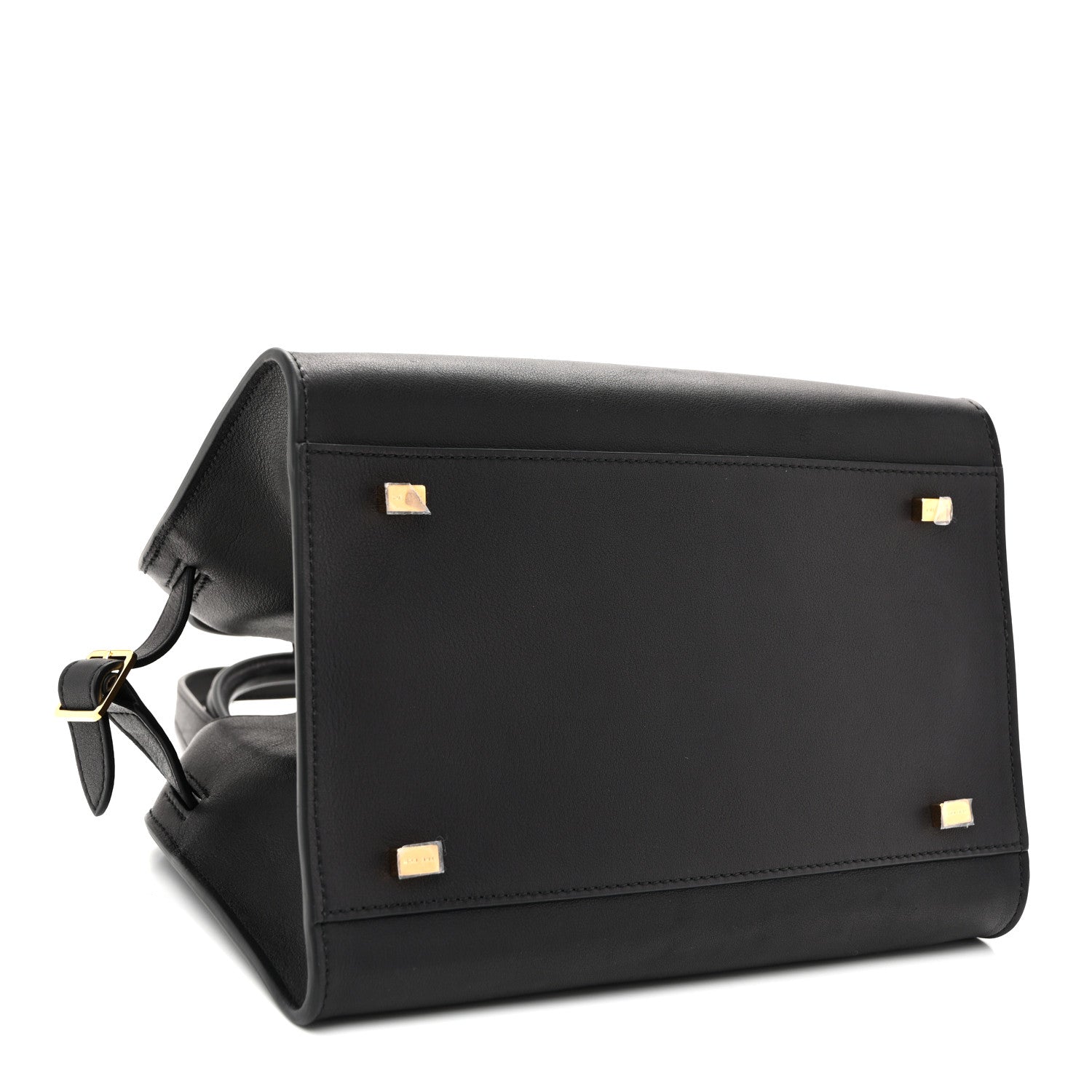 The Row Polished Saddle Calfskin Soft Margaux 10 Bag Black 4 of 10