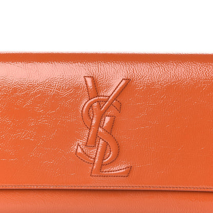 Saint Laurent Textured Patent Monogram Large Belle De Jour Clutch Orange 10 of 10